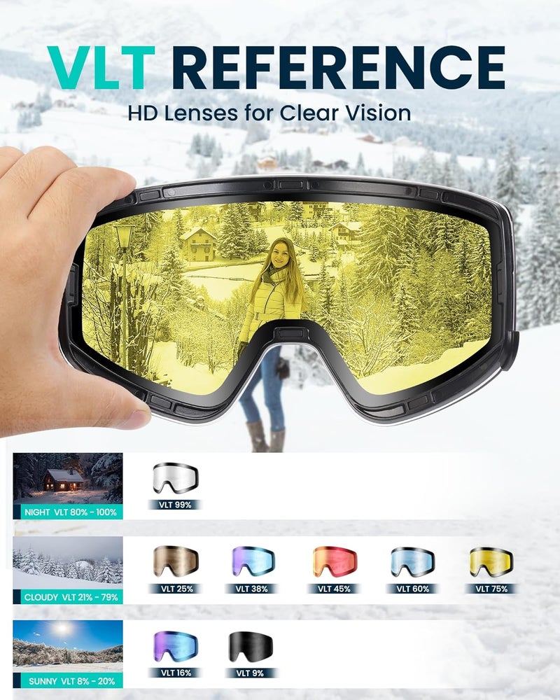 Snower Adults Ski Goggles Replacement Lens With UV Protection and Anti-Fog Treatment - Image 5